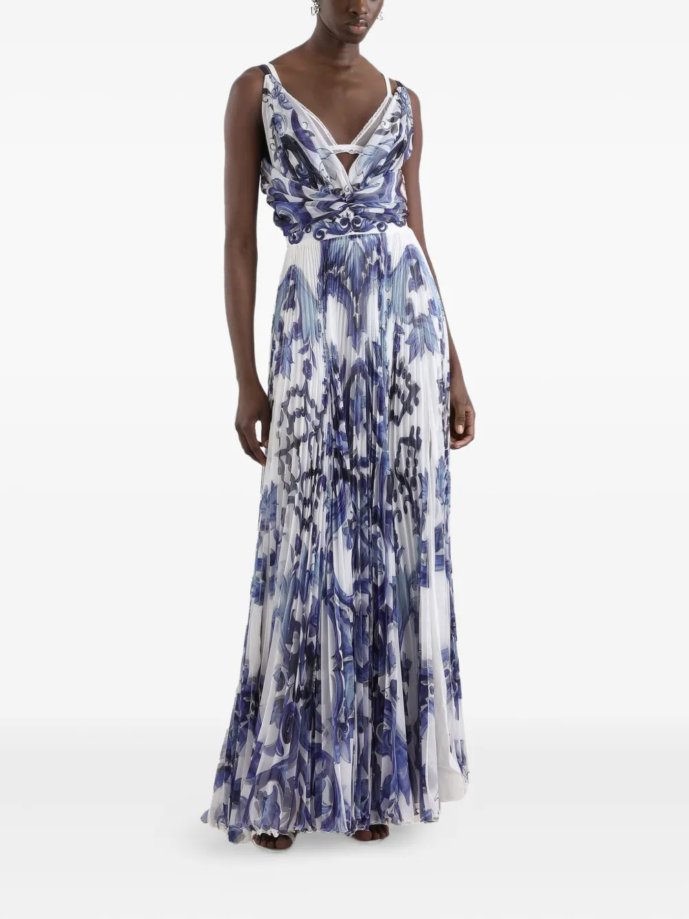 Dolce & Gabbana pleated print dress - Blauw