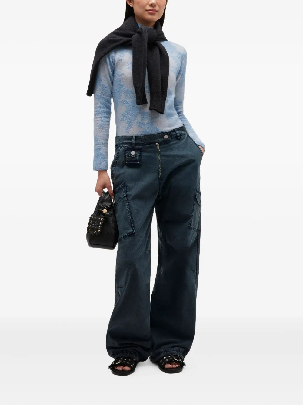 GANNI Broek met cargo zakken - Blauw