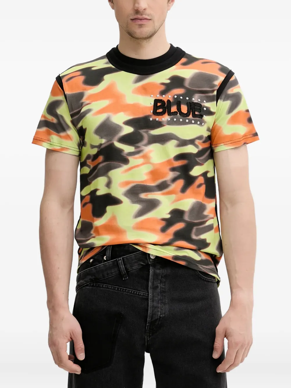 camouflage-print embellished T-shirt
