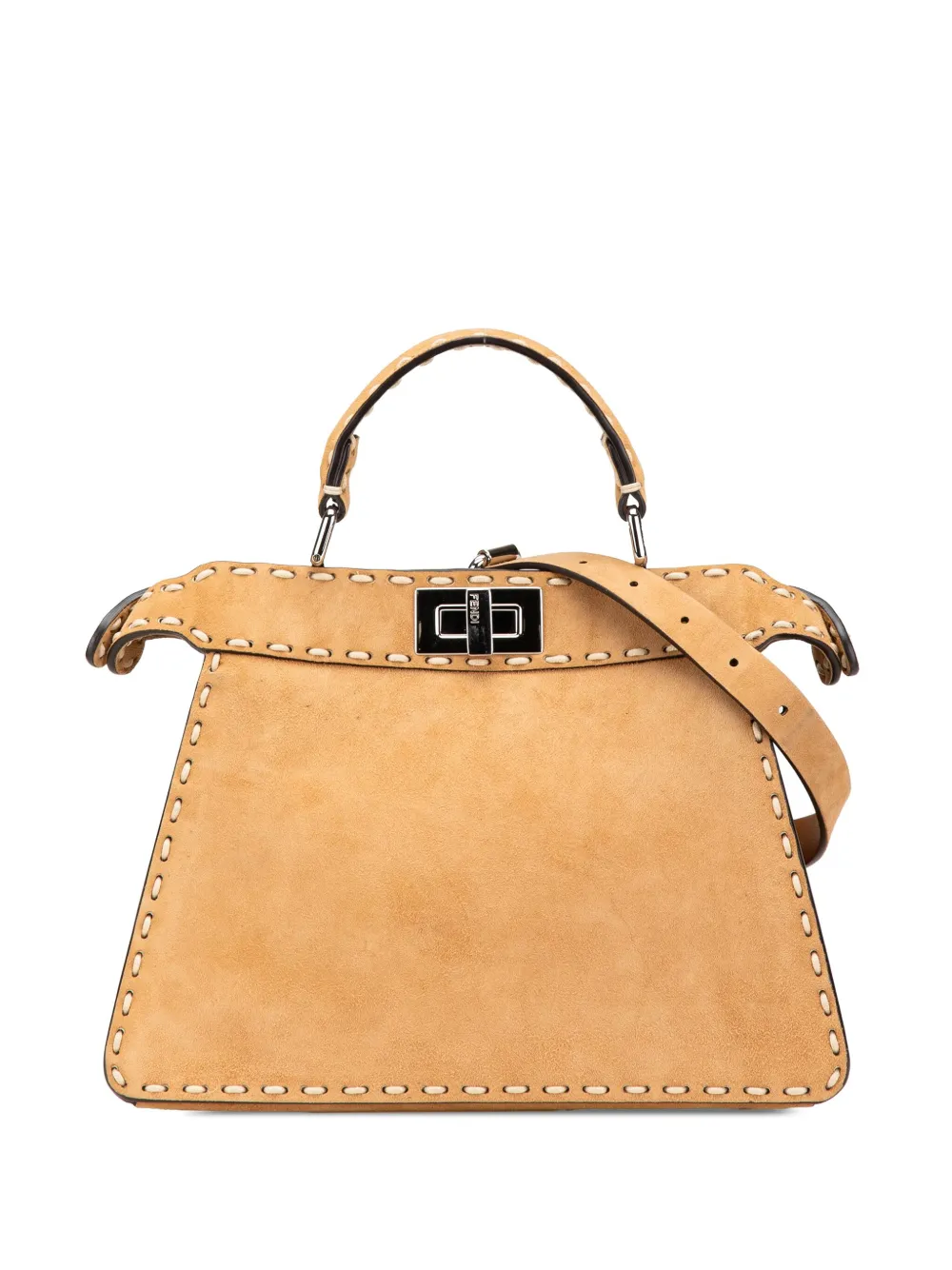 Fendi Pre-Owned 2000-2010 Small Suede Selleria Peekaboo ISeeU satchel | Brown | Image 1