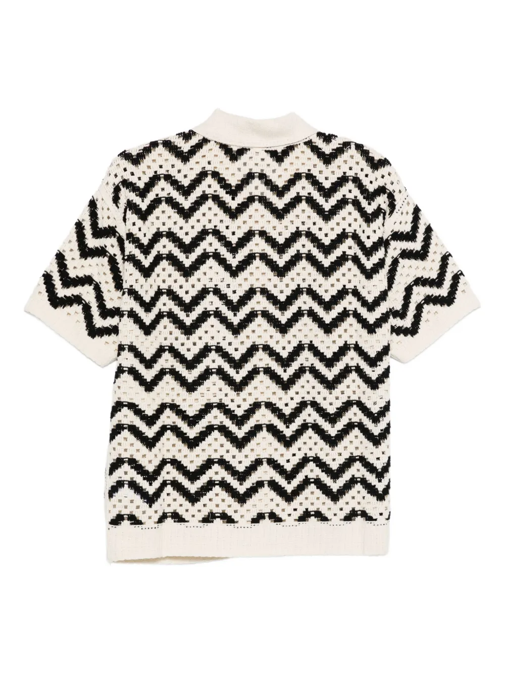 Varley Anais gehaakt poloshirt met chevron streep - Beige
