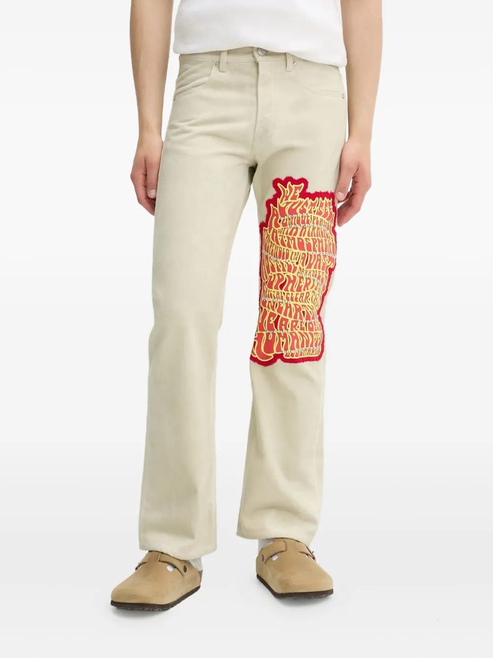 embroidered-studded jeans