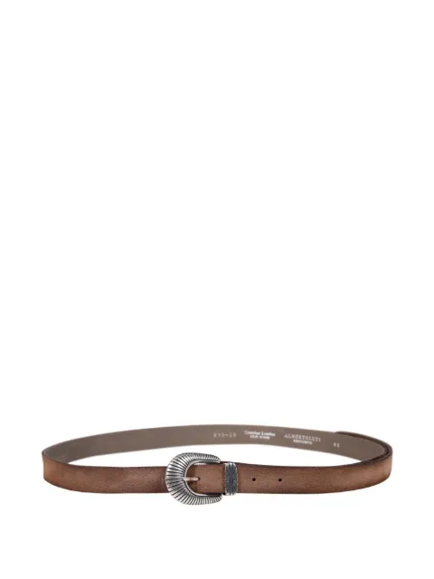 ALBERTO LUTI scalloped-buckle leather belt