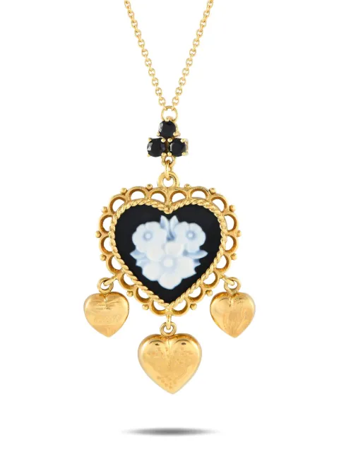 Dolce & Gabbana ブラックジェイド＆サファイア ネックレス 18Kイエローゴールド