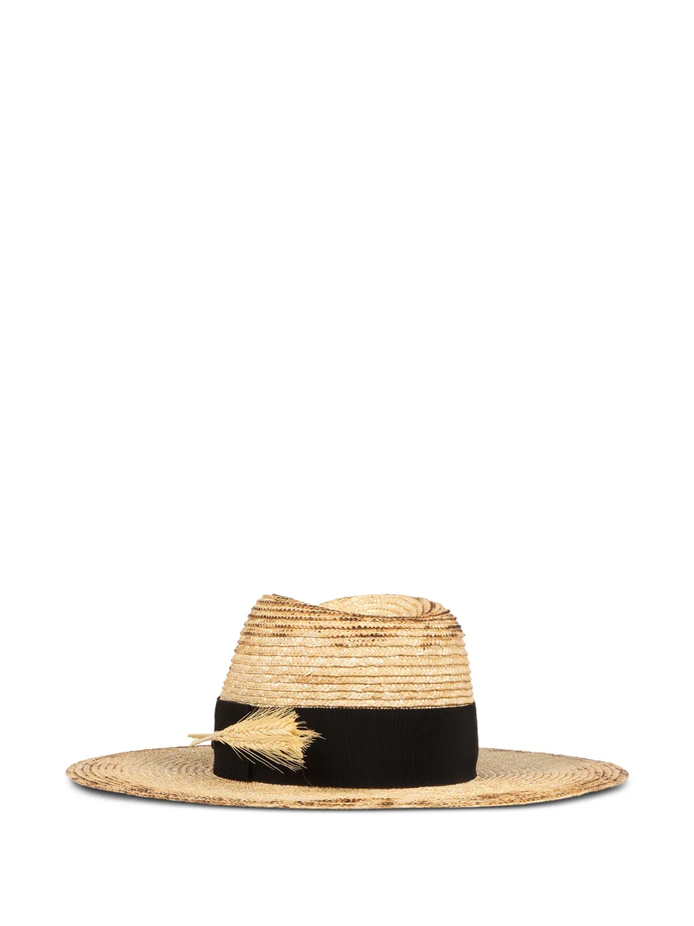 Ruslan Baginskiy Raffia fedora hoed verfraaid met tarwe Beige