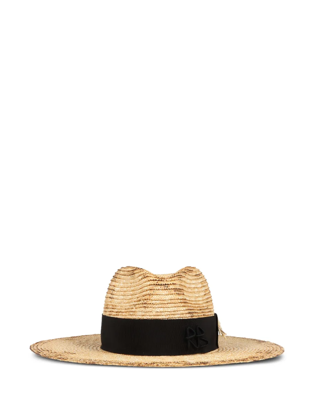 Ruslan Baginskiy Raffia fedora hoed verfraaid met tarwe Beige