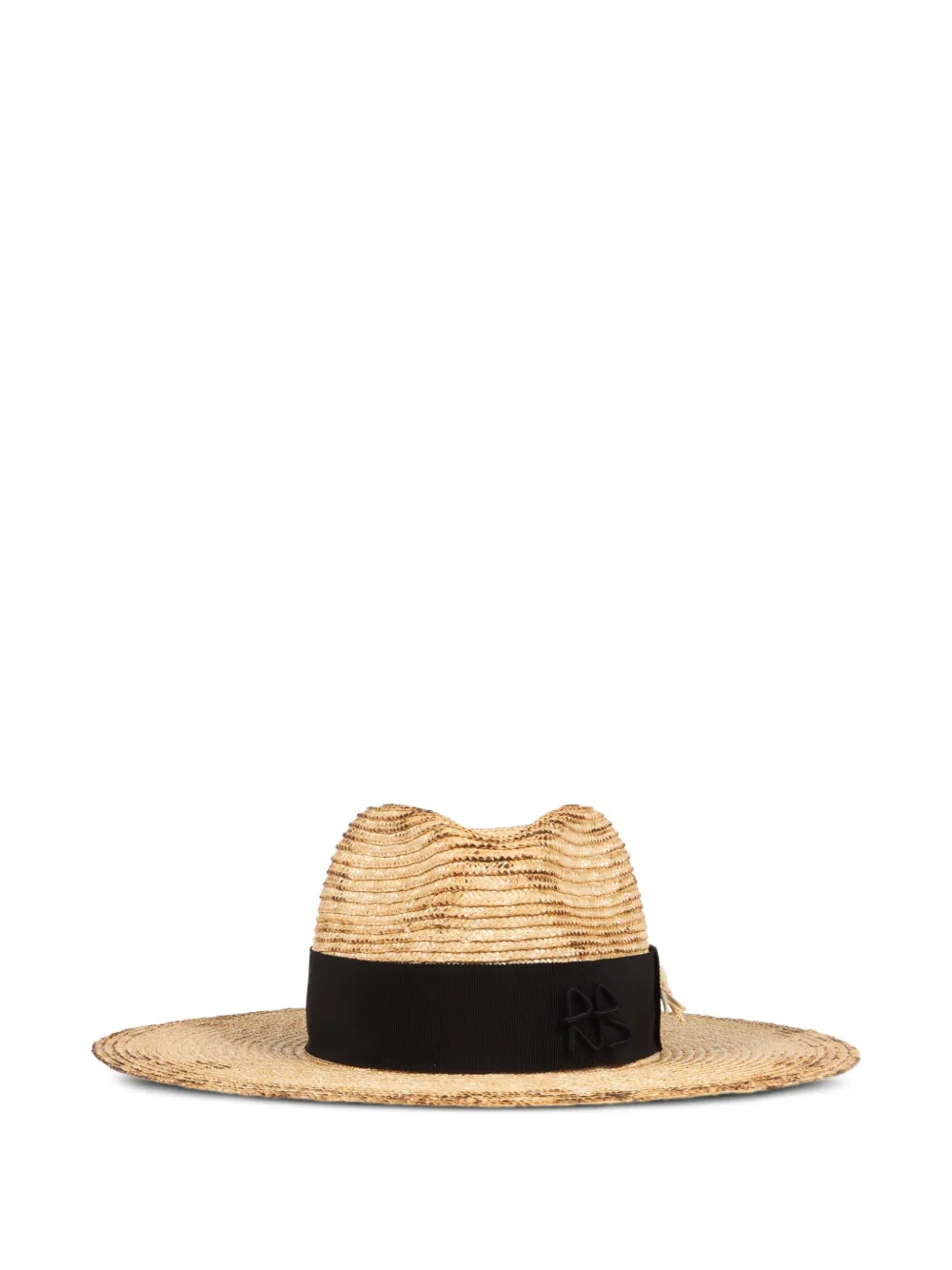 Ruslan Baginskiy wheat-embellished raffia fedora hat Beige