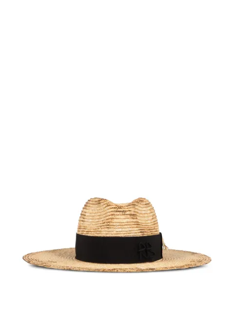 Ruslan Baginskiy wheat-embellished raffia fedora hat