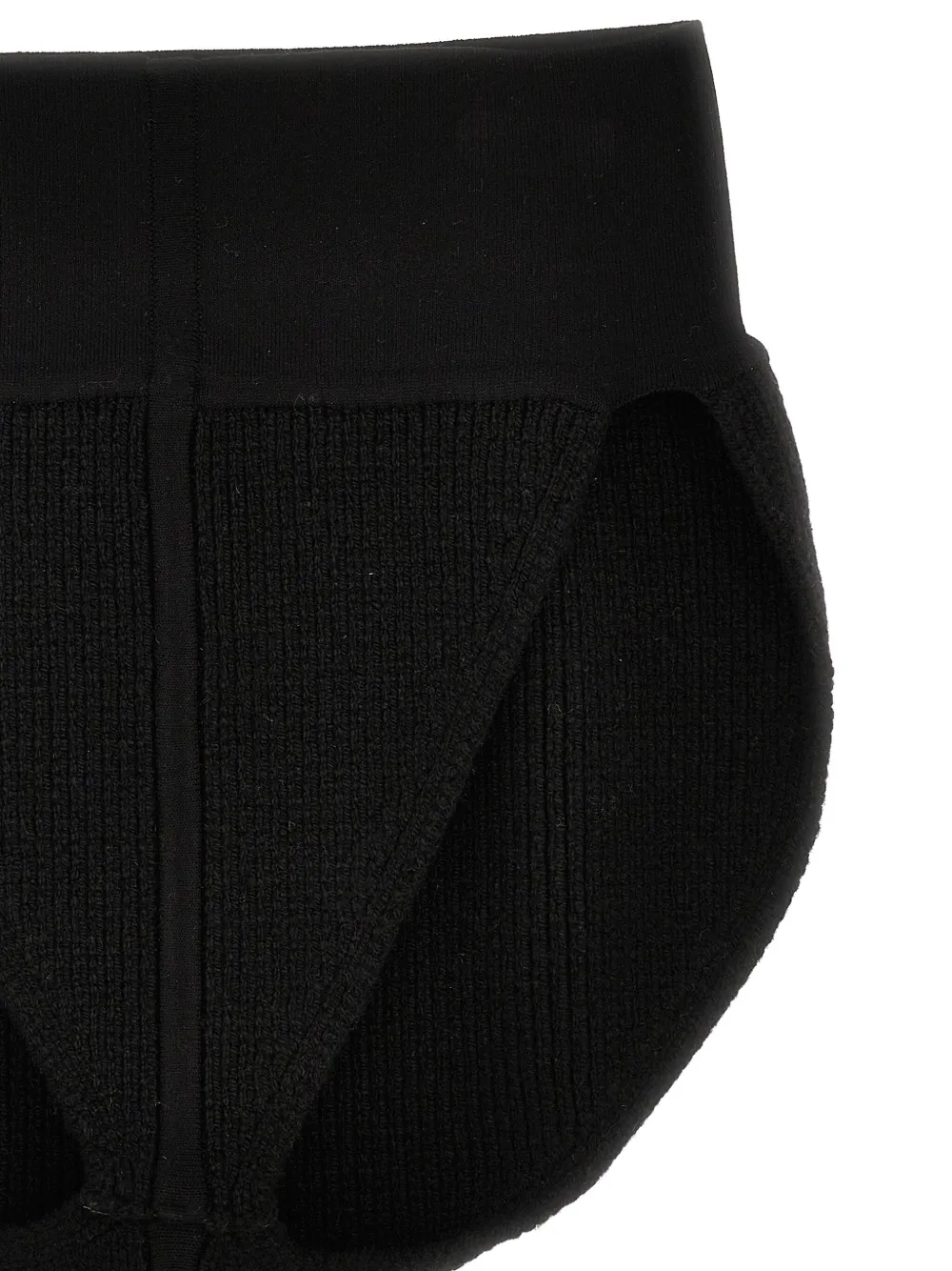 Rick Owens Cashmere-blend High-waist Ribbed Panties In Black