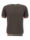 BOB Willis striped-trim T-shirt - Brown