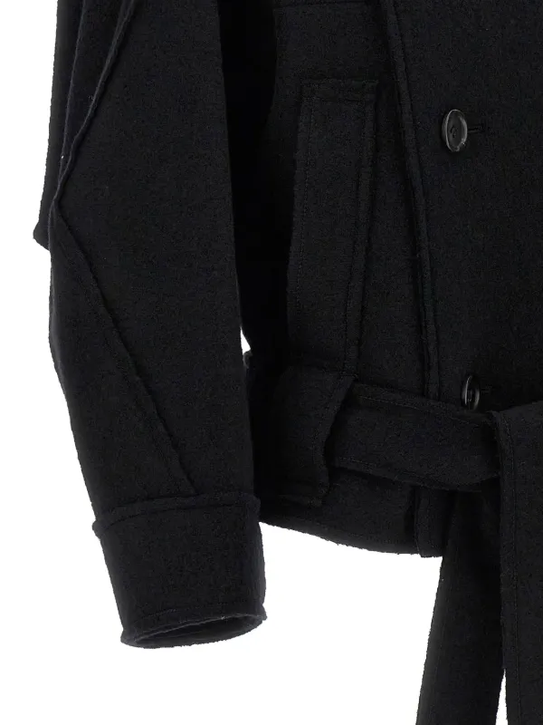 【送料&関税込】Issey Miyake out Of A Cube Short Coat Issey Miyake Out Of A Cube Belted Short Coat | Black | FARFETCH