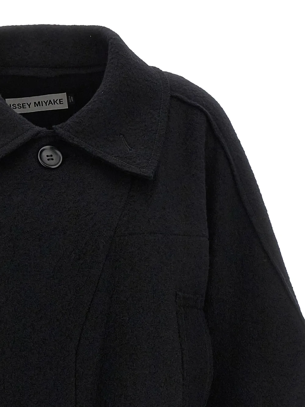 Issey Miyake Out of A Cube belted short coat Zwart