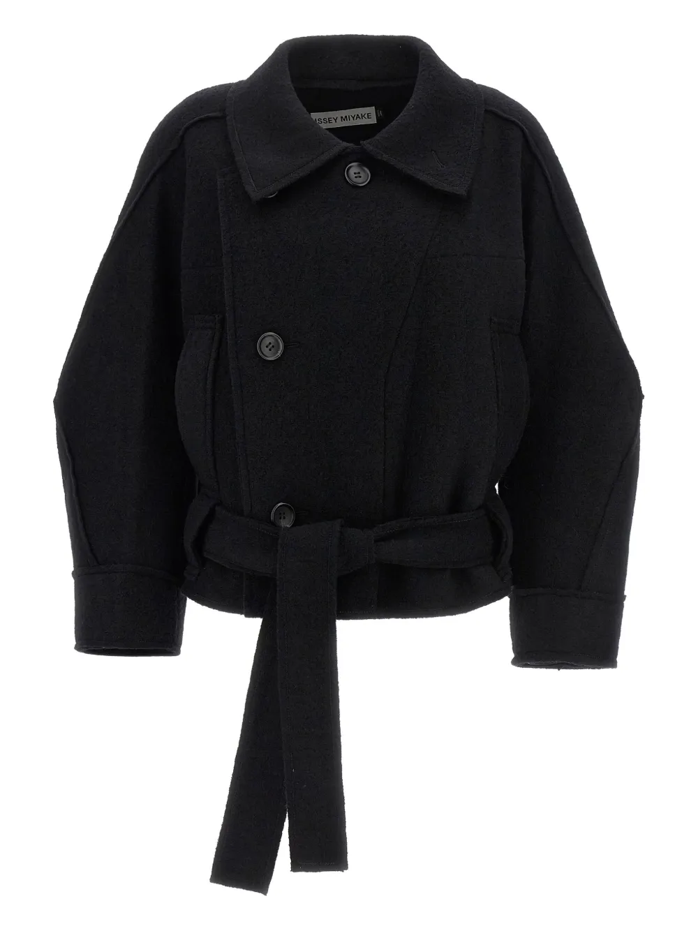 Issey Miyake Out of A Cube belted short coat - ブラック Issey Miyake Out of A Cube belted short coat - ブラック