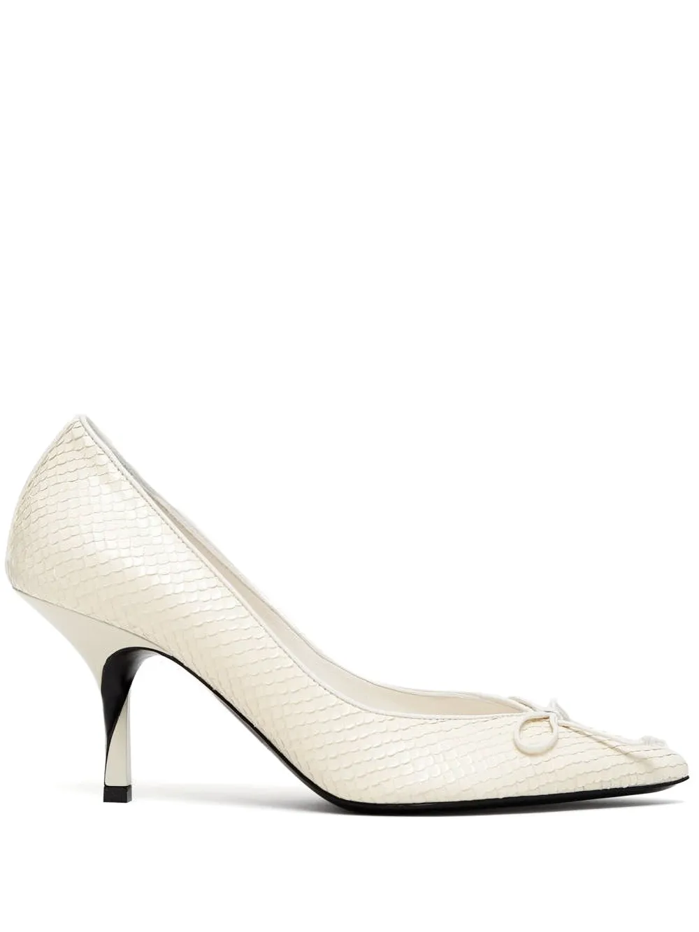 Jacquemus snakeskin bow pumps Beige