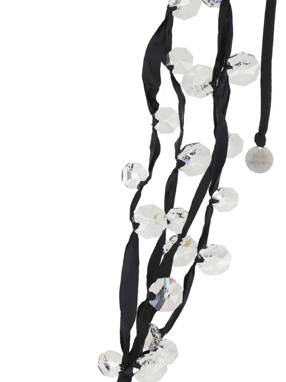 Maria Calderara crystals ribbon necklace - Zwart