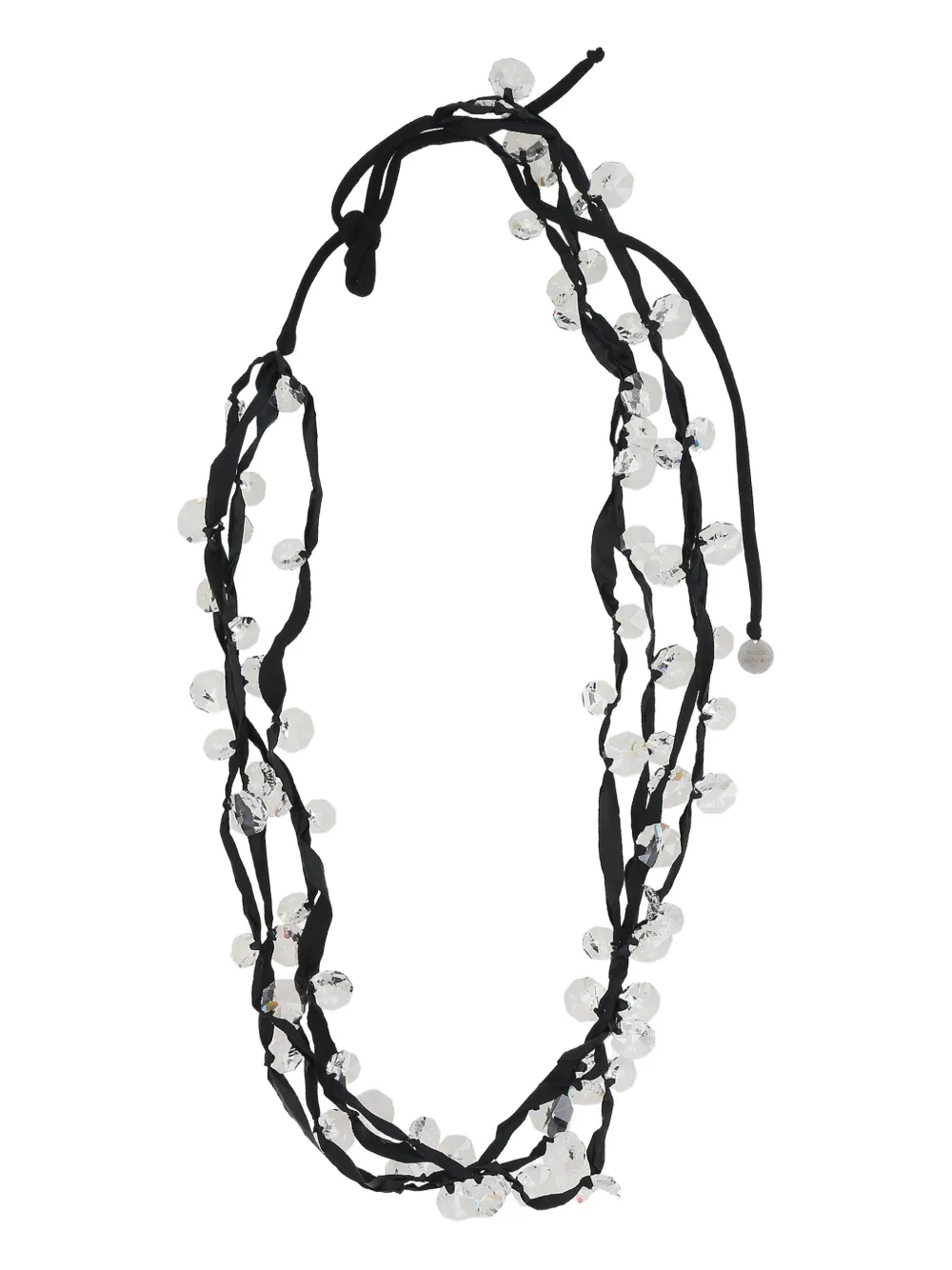 Maria Calderara crystals ribbon necklace - Nero