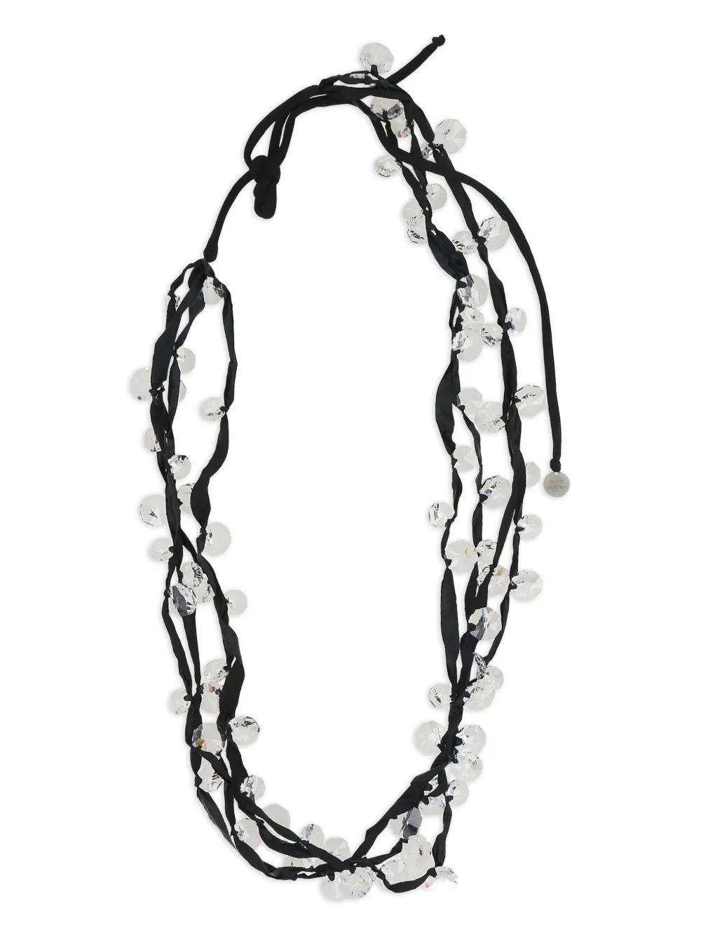 Maria Calderara crystals ribbon necklace - Nero