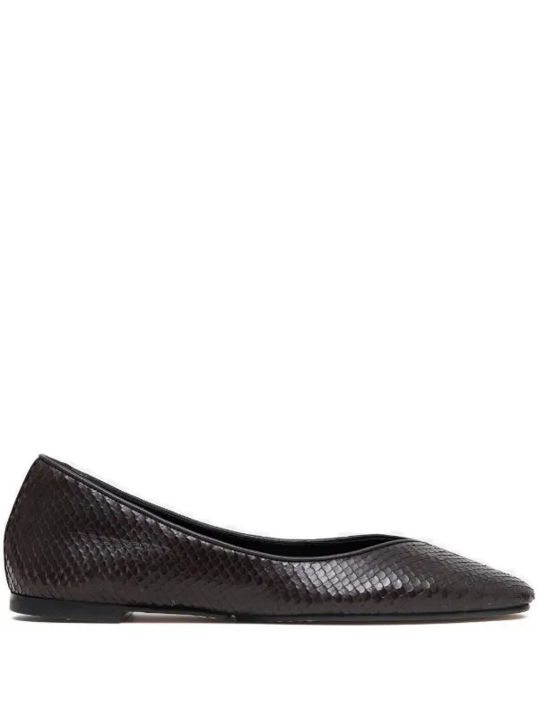 Jacquemus Ovalo Snakeskin-effect Leather Ballet Flats in Brown