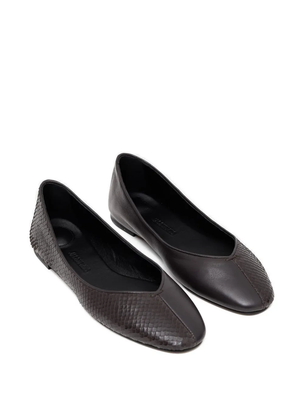 Jacquemus Oval Ballerina Shoes Textured Design In Brown
