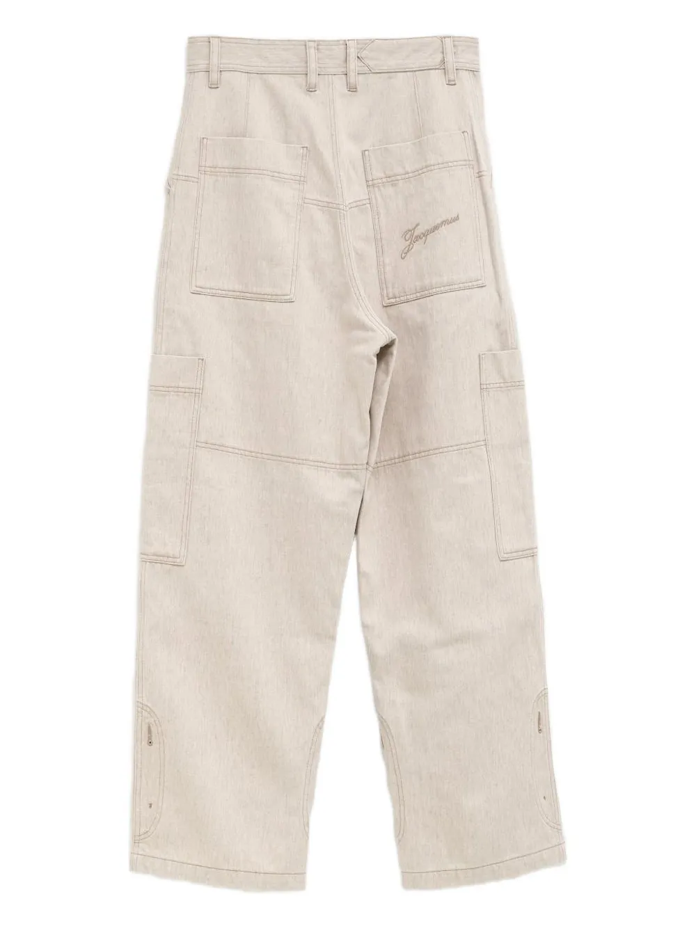 Jacquemus High Waist Cargo Trousers With Wide Leg In Neutral