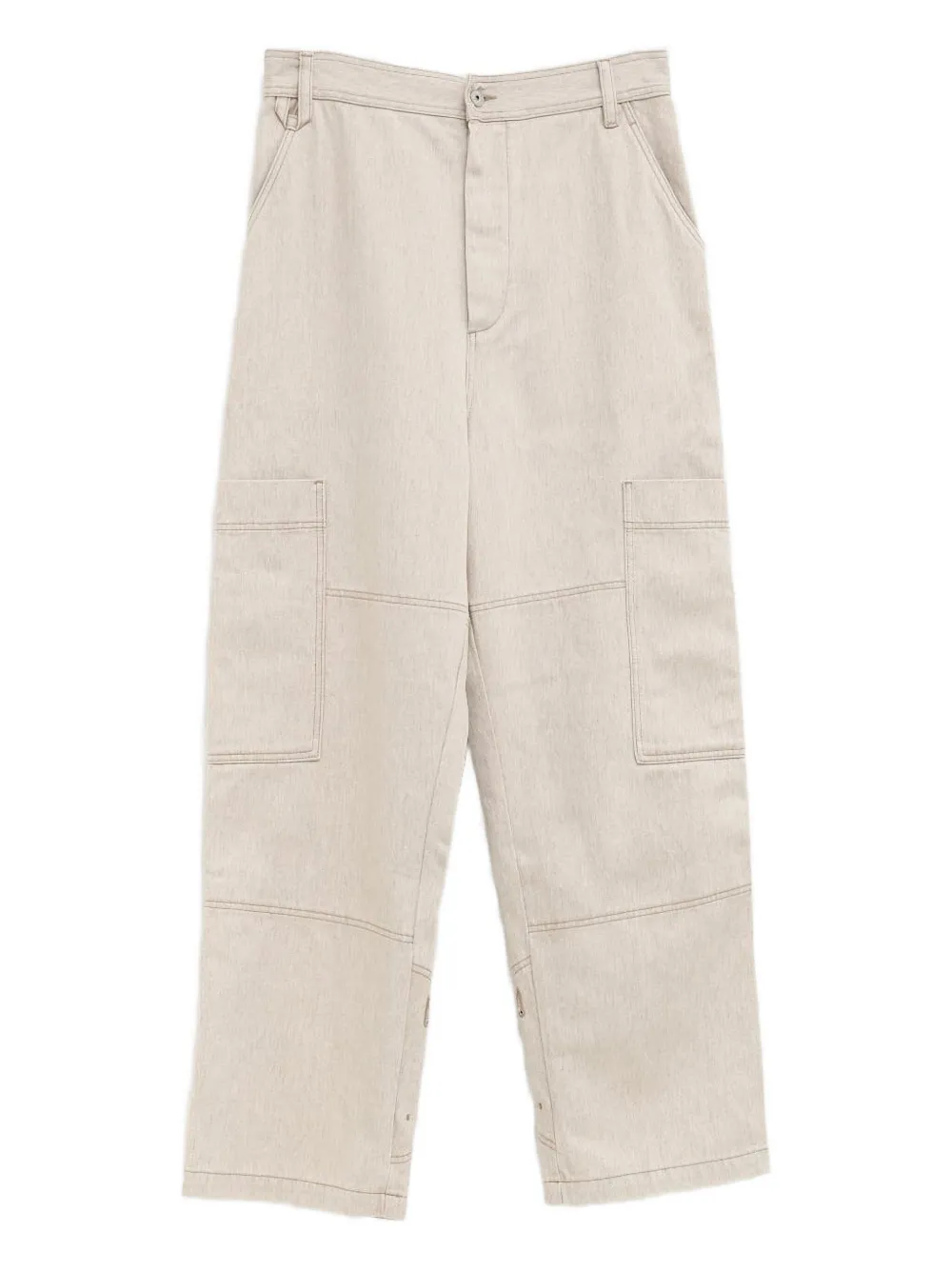 Jacquemus High Waist Cargo Trousers With Wide Leg In Neutral