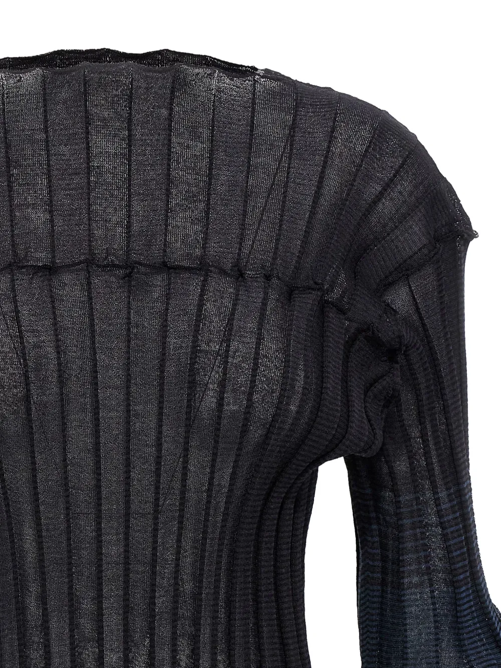 Issey Miyake Asagao geribbelde trui met klokmouwen Blauw