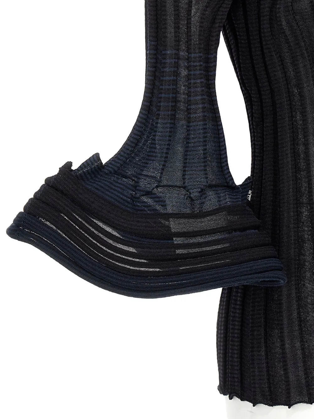 Issey Miyake Asagao geribbelde trui met klokmouwen Blauw