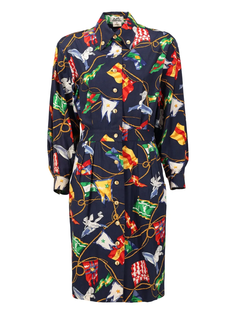 Hermès Pre-Owned 1900 patterned dress | Blue | Image 1