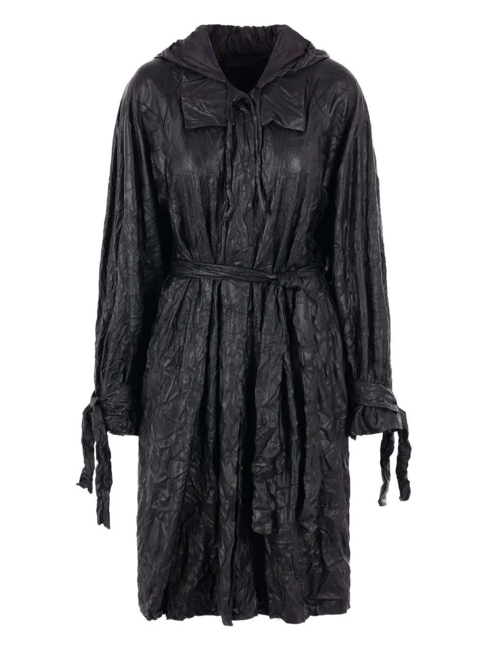 Maria Calderara hooded tie-waist coat - Black