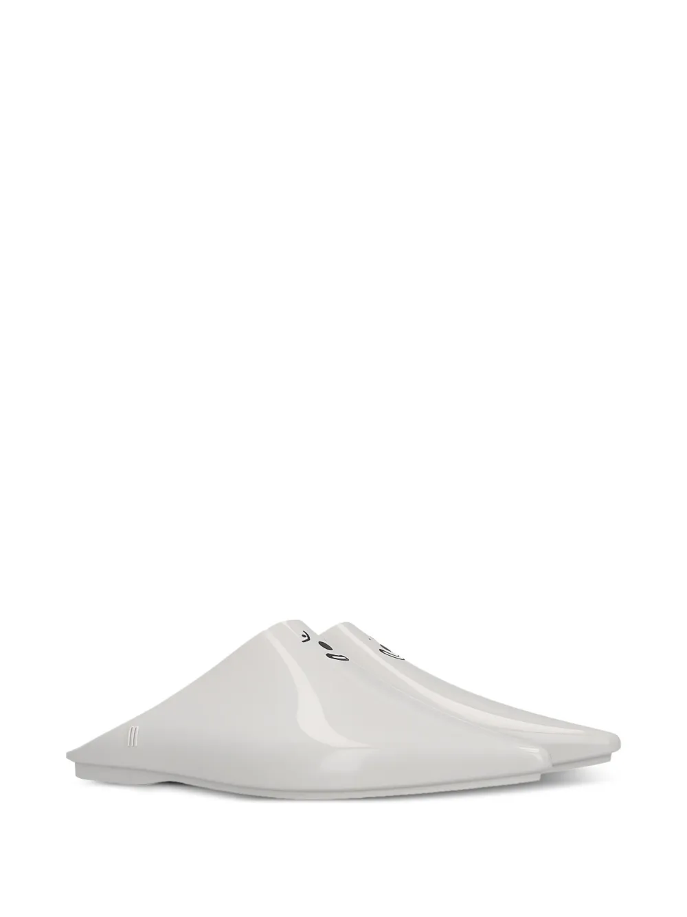Melissa Smile Print Point-toe Mules In White