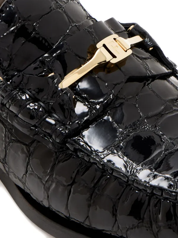Ferragamo クロコダイルパターン ローファー | ブラック | FARFETCH JP