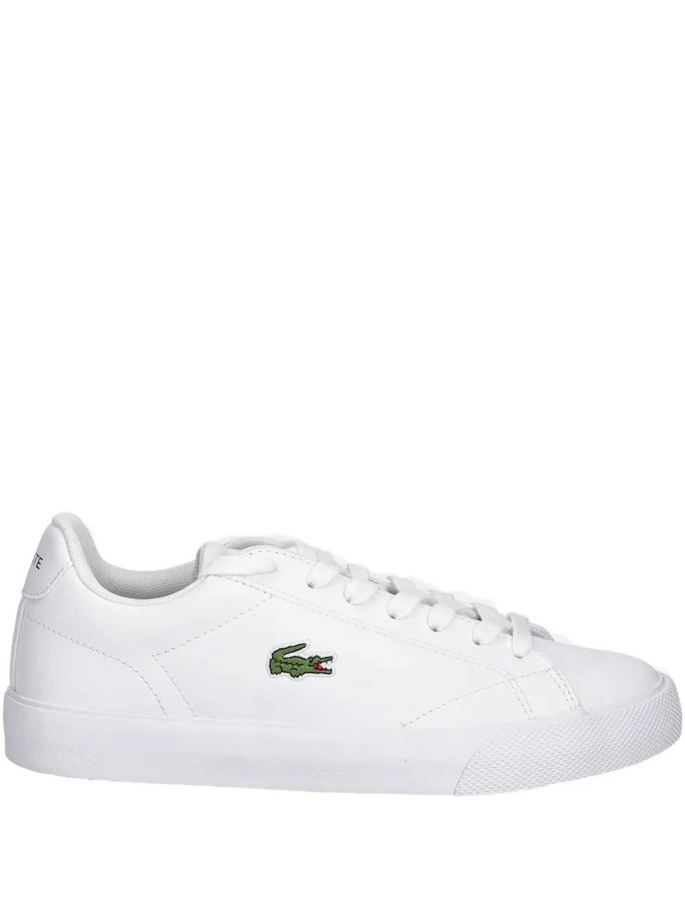 Lacoste Crocodile-embossed Leather Sneakers In White