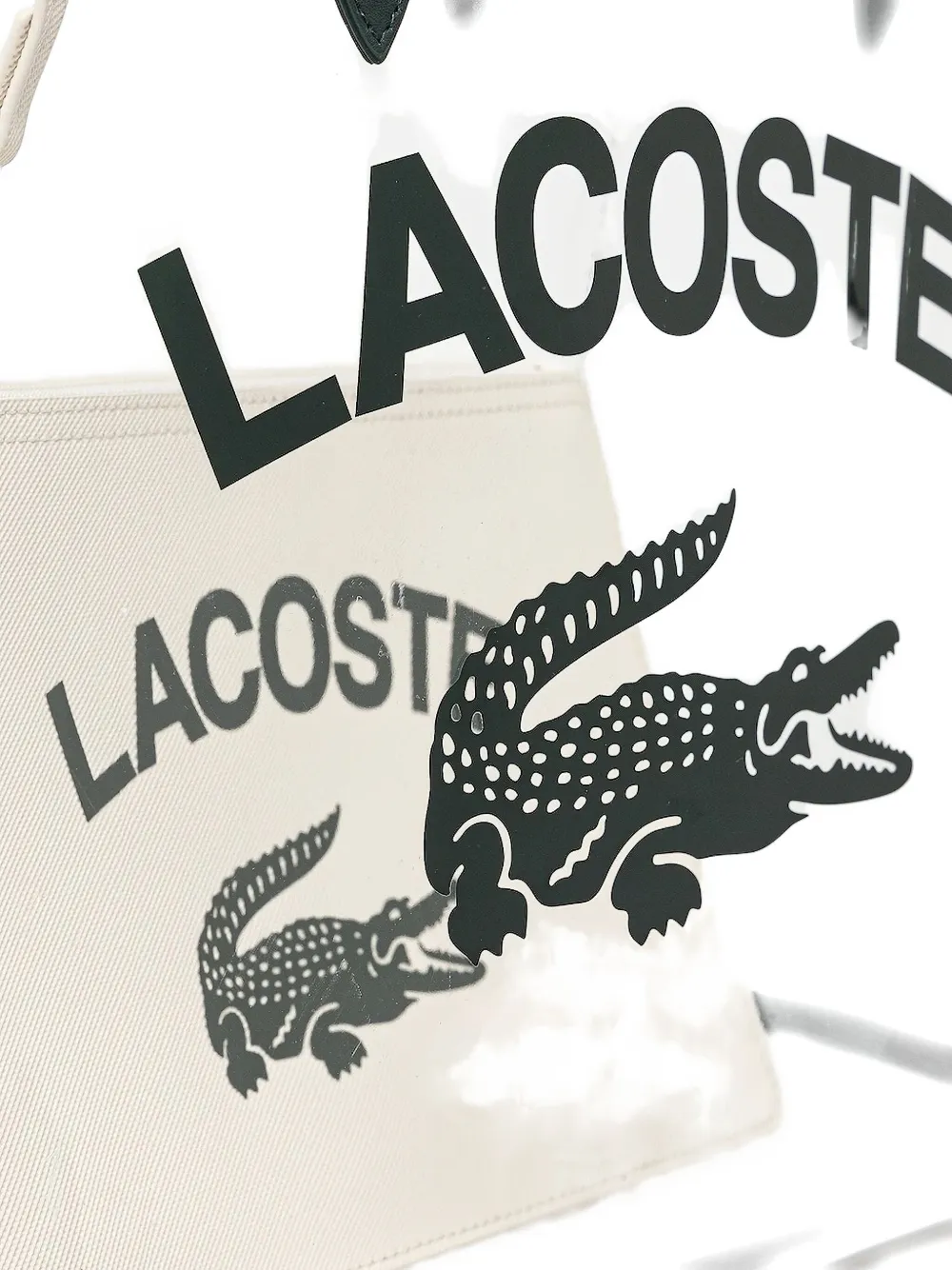 Lacoste Anna crocodile-logo transparent tote bag Beige