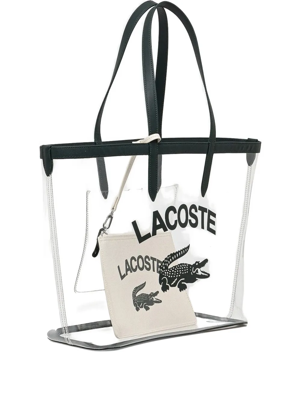 Lacoste Anna crocodile-logo transparent tote bag Beige