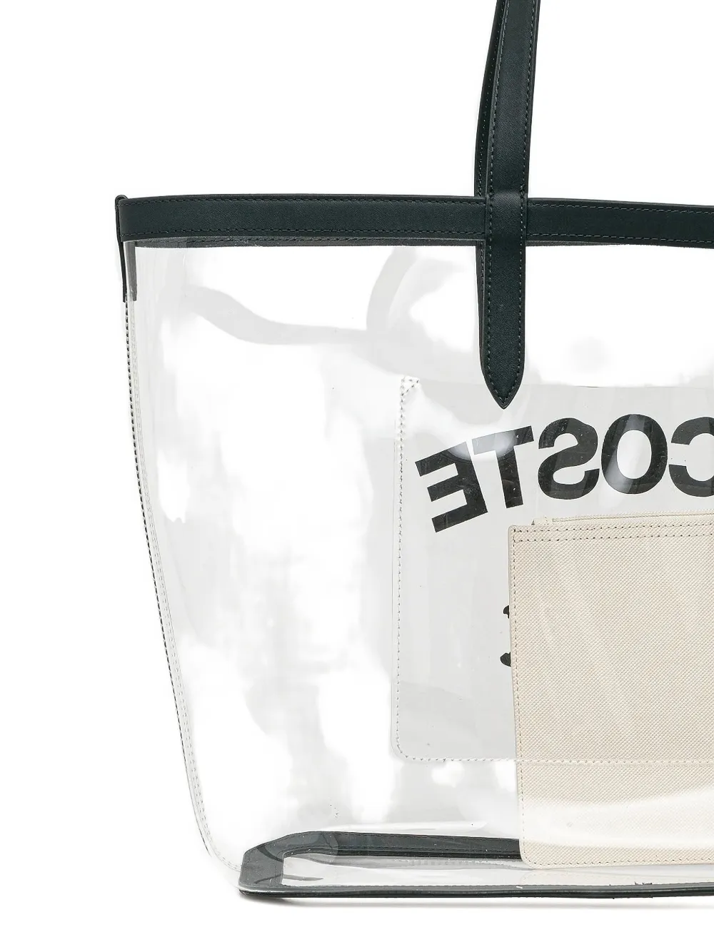Lacoste Anna crocodile-logo transparent tote bag Beige
