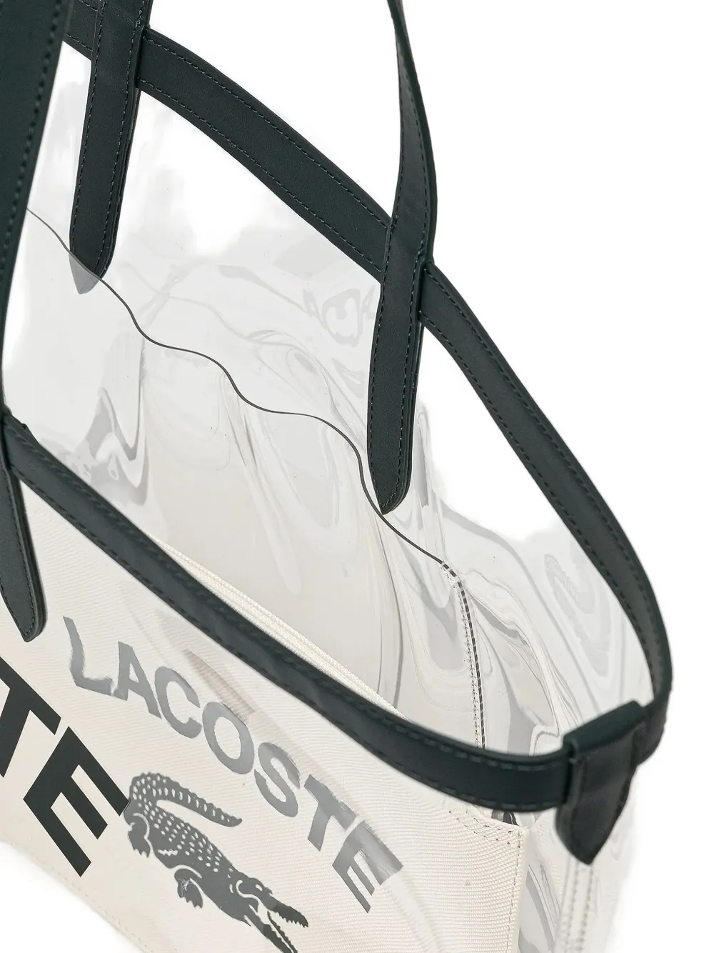 Lacoste Anna crocodile-logo transparent tote bag Beige
