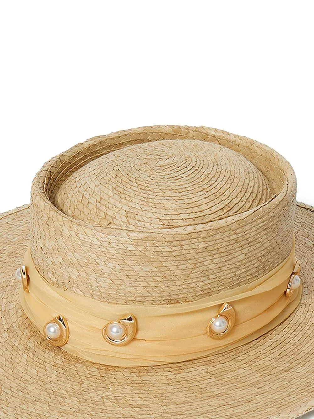 Lele Sadoughi Michelle Déco embellished straw hat - Beige