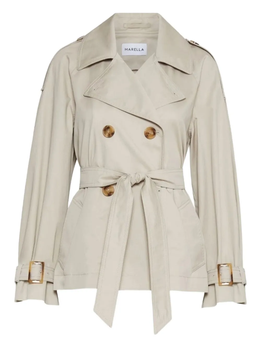 Marella double-breasted belted jacket Beige