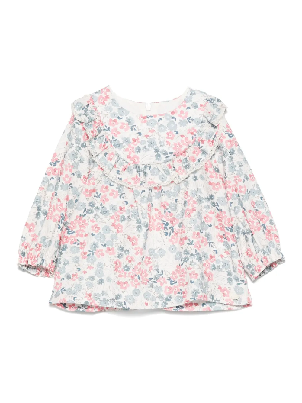 Tartine Et Chocolat floral-print ruffled top Blauw