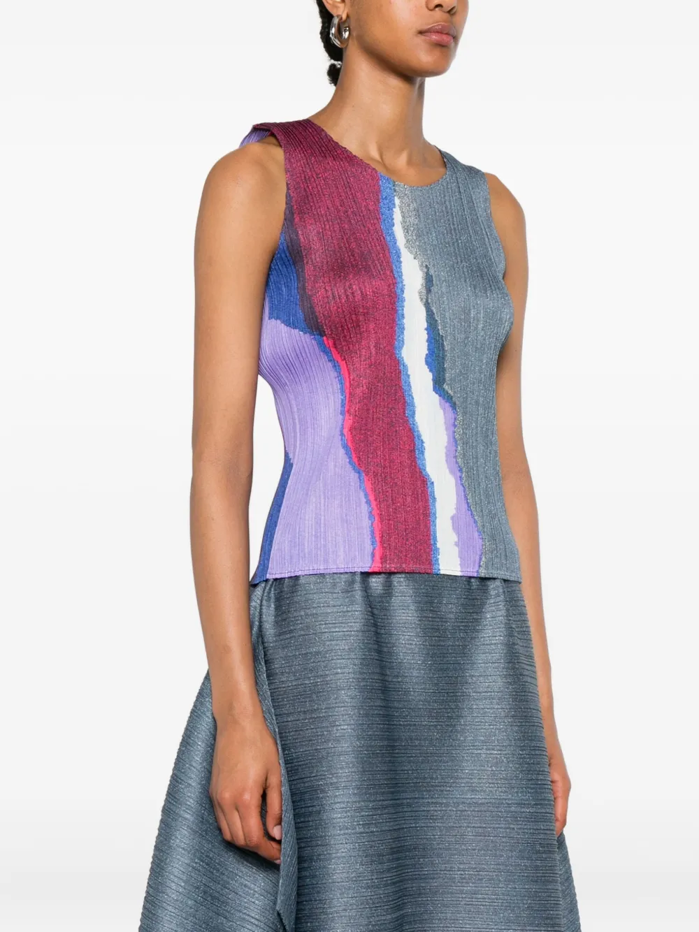 Pleats Please Issey Miyake Top met abstracte print en plooien Blauw