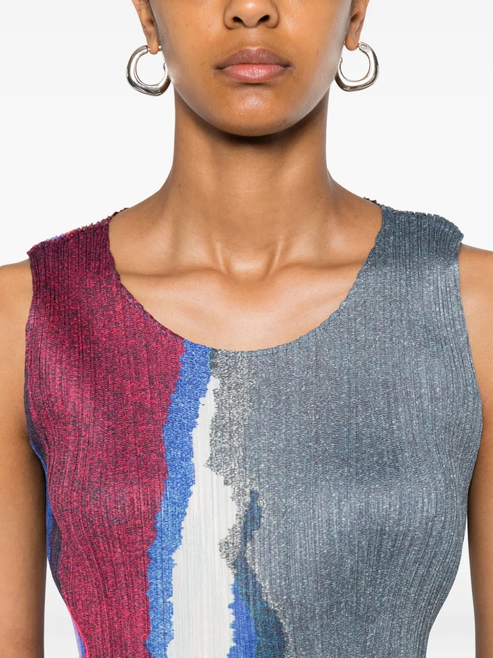 Pleats Please Issey Miyake Top met abstracte print en plooien Blauw