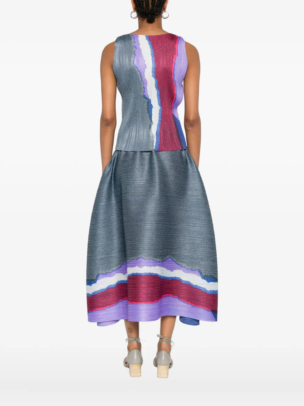 Pleats Please Issey Miyake Top met abstracte print en plooien Blauw