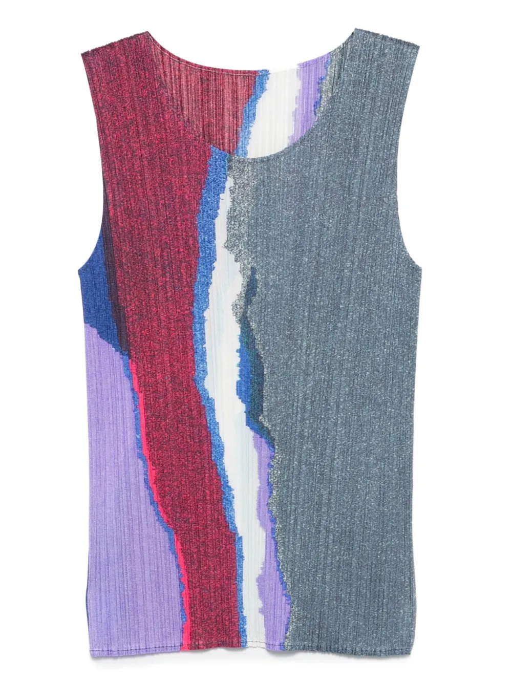 Pleats Please Issey Miyake pleated abstract-print top | Blue | Image 1