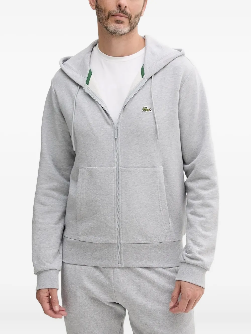Lacoste logo-patch hoodie Grijs