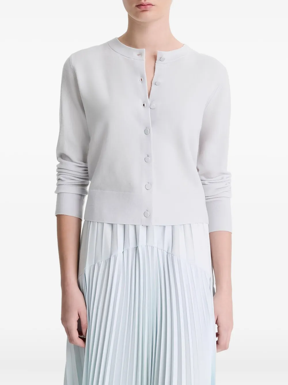 Vince Crew-neck Cardigan In White