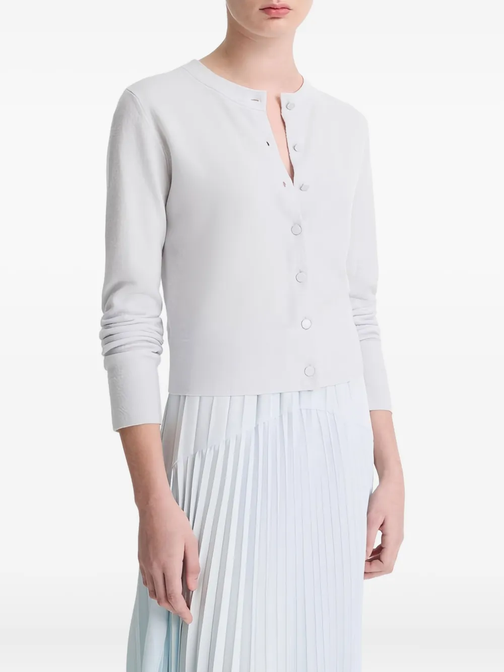 Vince Crew-neck Cardigan In White