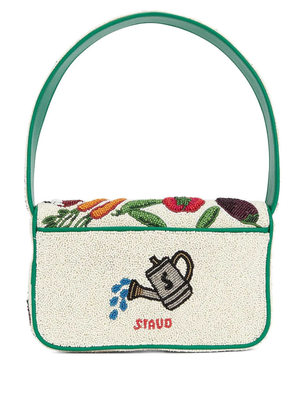 Staud Small Tommy Beaded Shoulder Bag In Neutral