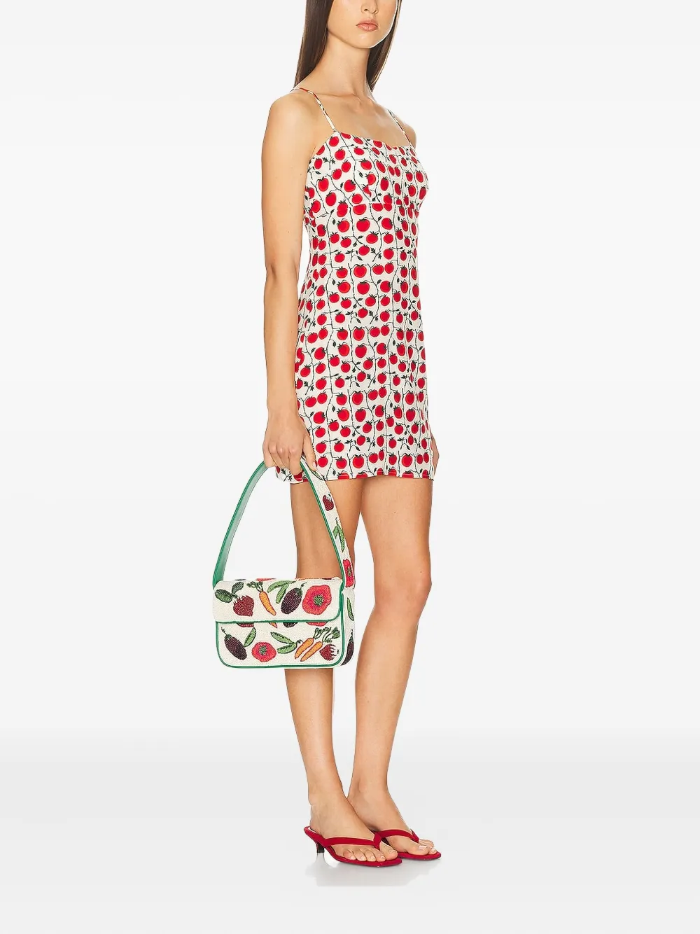 Staud Small Tommy Beaded Shoulder Bag In Neutral