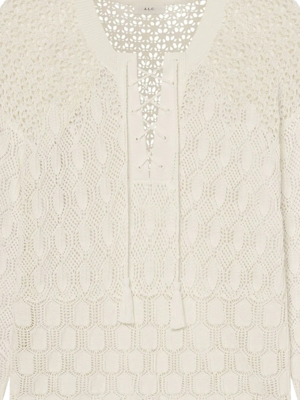 A.L.C. Keri lace-up crochet top - Beige