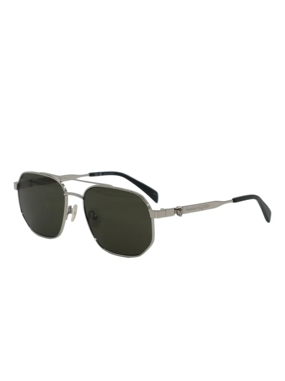 Alexander McQueen Zonnebril met geometrisch montuur en doodskop Zilver